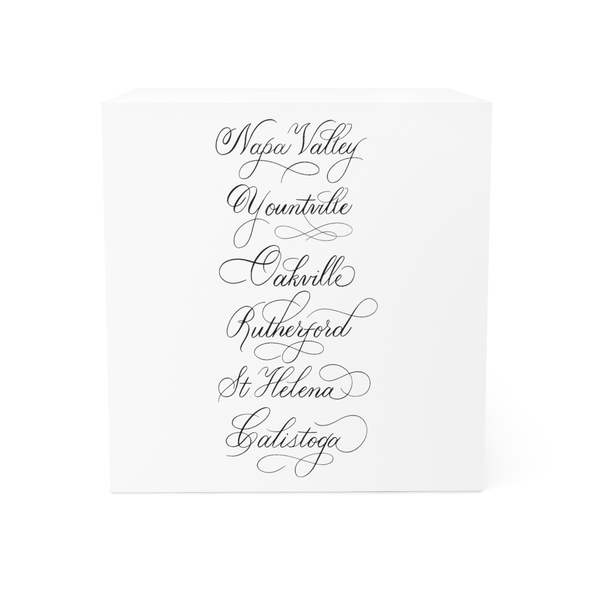 Sticky Note Cube, Napa Valley Cities