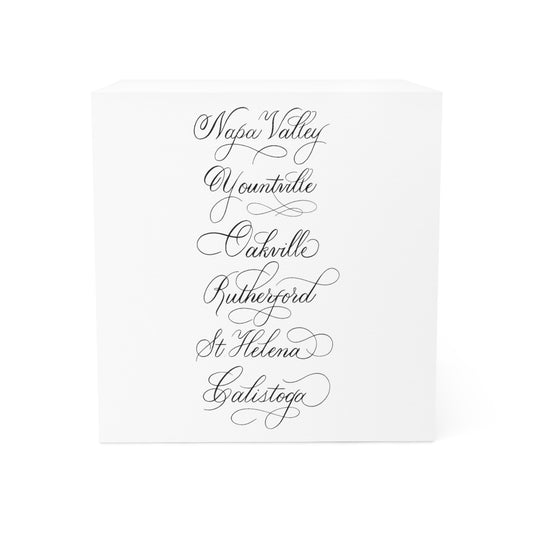 Sticky Note Cube, Napa Valley Cities