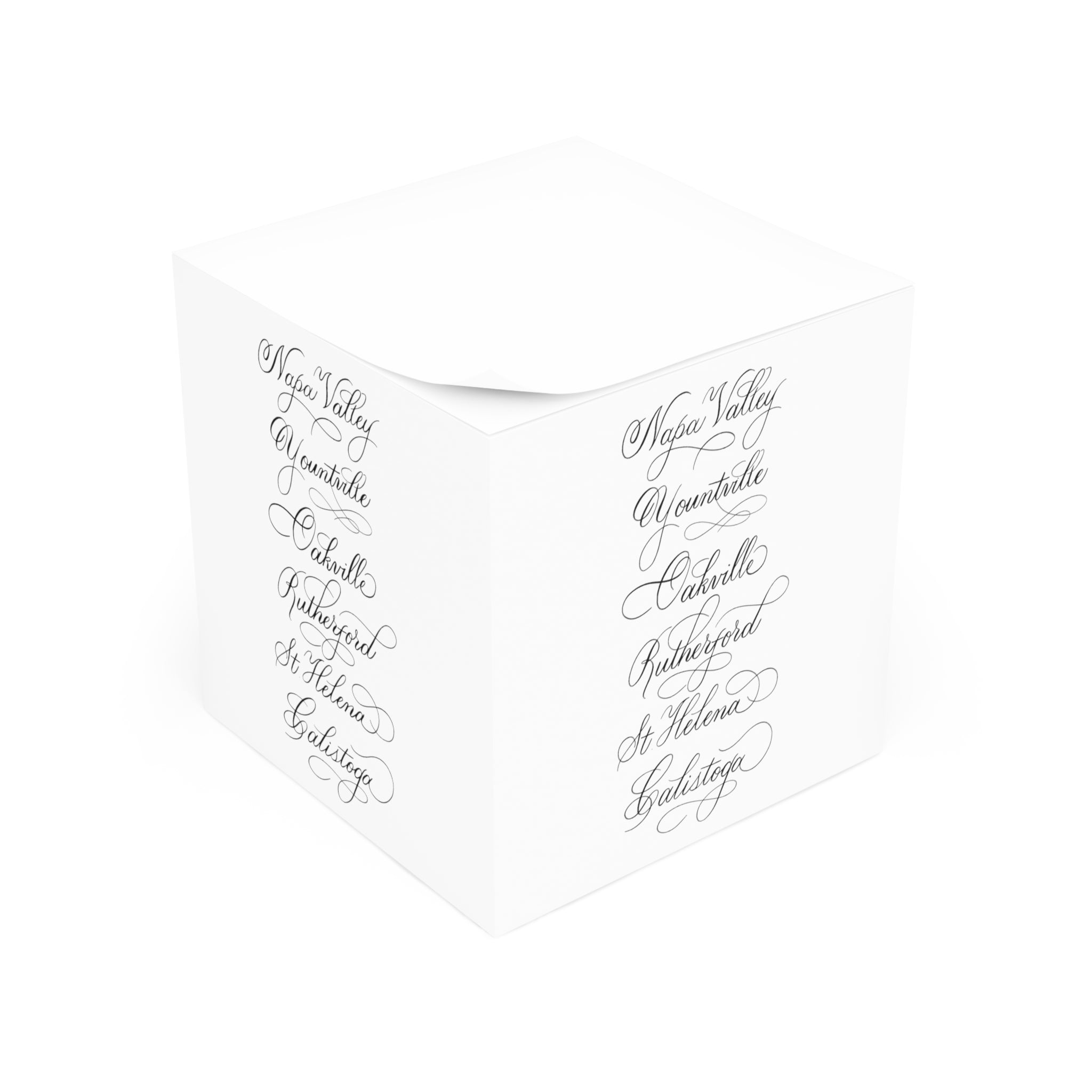 Sticky Note Cube, Napa Valley Cities