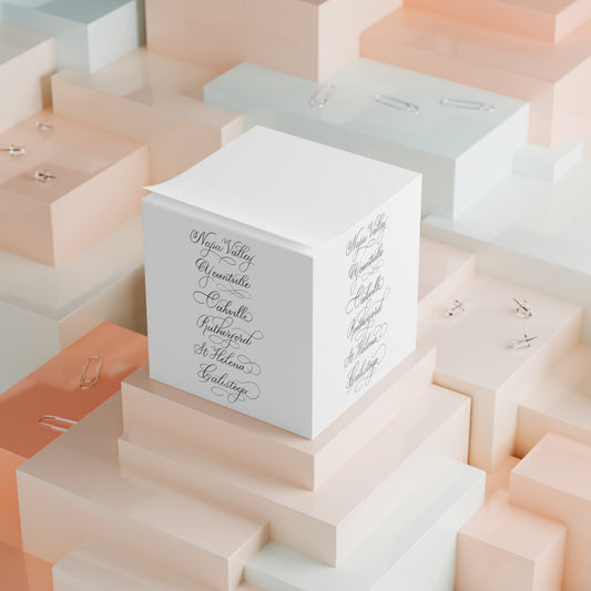 Sticky Note Cube, Napa Valley Cities