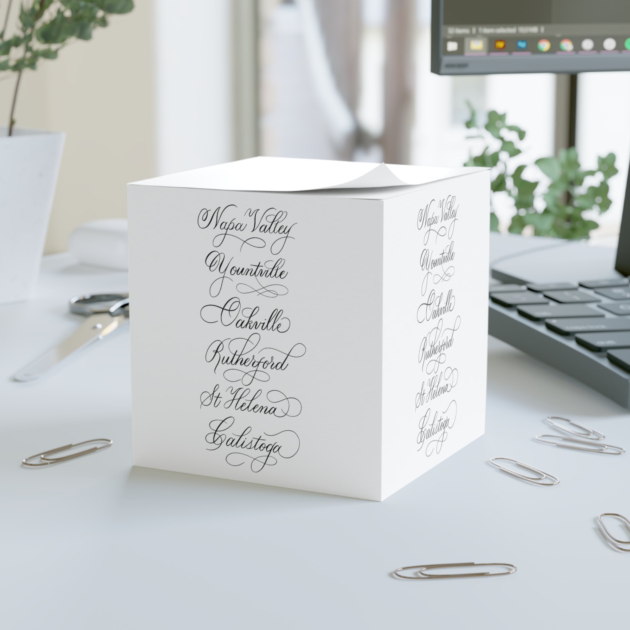 Sticky Note Cube, Napa Valley Cities